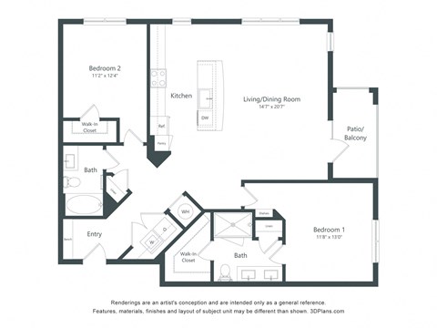 a floor plan of a bedroom apartment